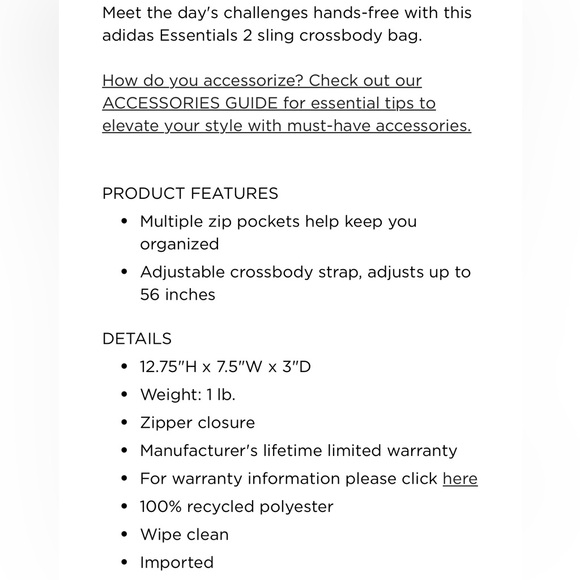 Adidas 2 Sling Crossbody Purple. NWT - Picture 8 of 8